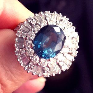 Beautiful Blue Spinel and Diamond Ring